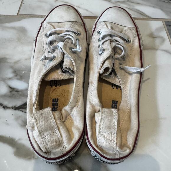 Converse All Star Women's Cream Sneakers Size 9 Stretchy Back Easy Slip On - Picture 4 of 10